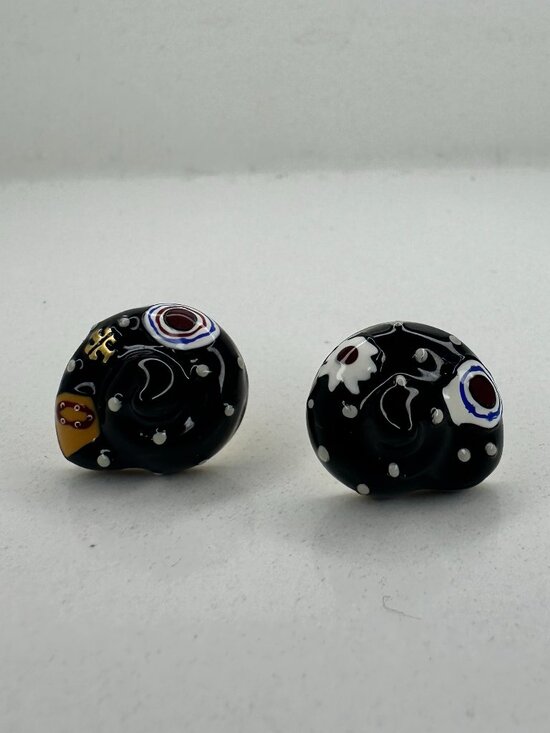 Tory Burch Jewelry - Tory Burch Black Printed Shell Stud Earrings